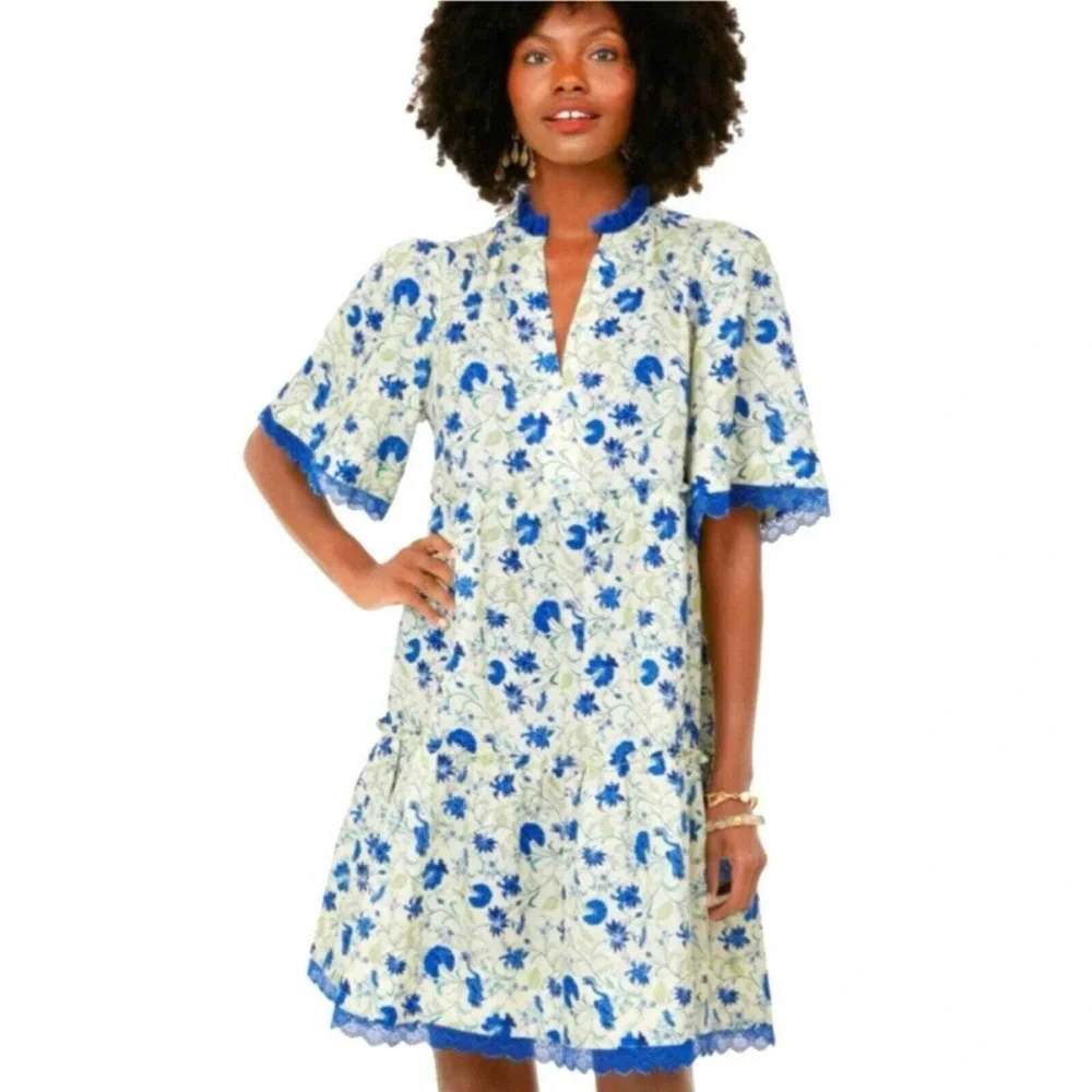 Tuckernuck Bluebird Crawford Dress Linen Blend Floral Small Boho - Picture 11 of 11